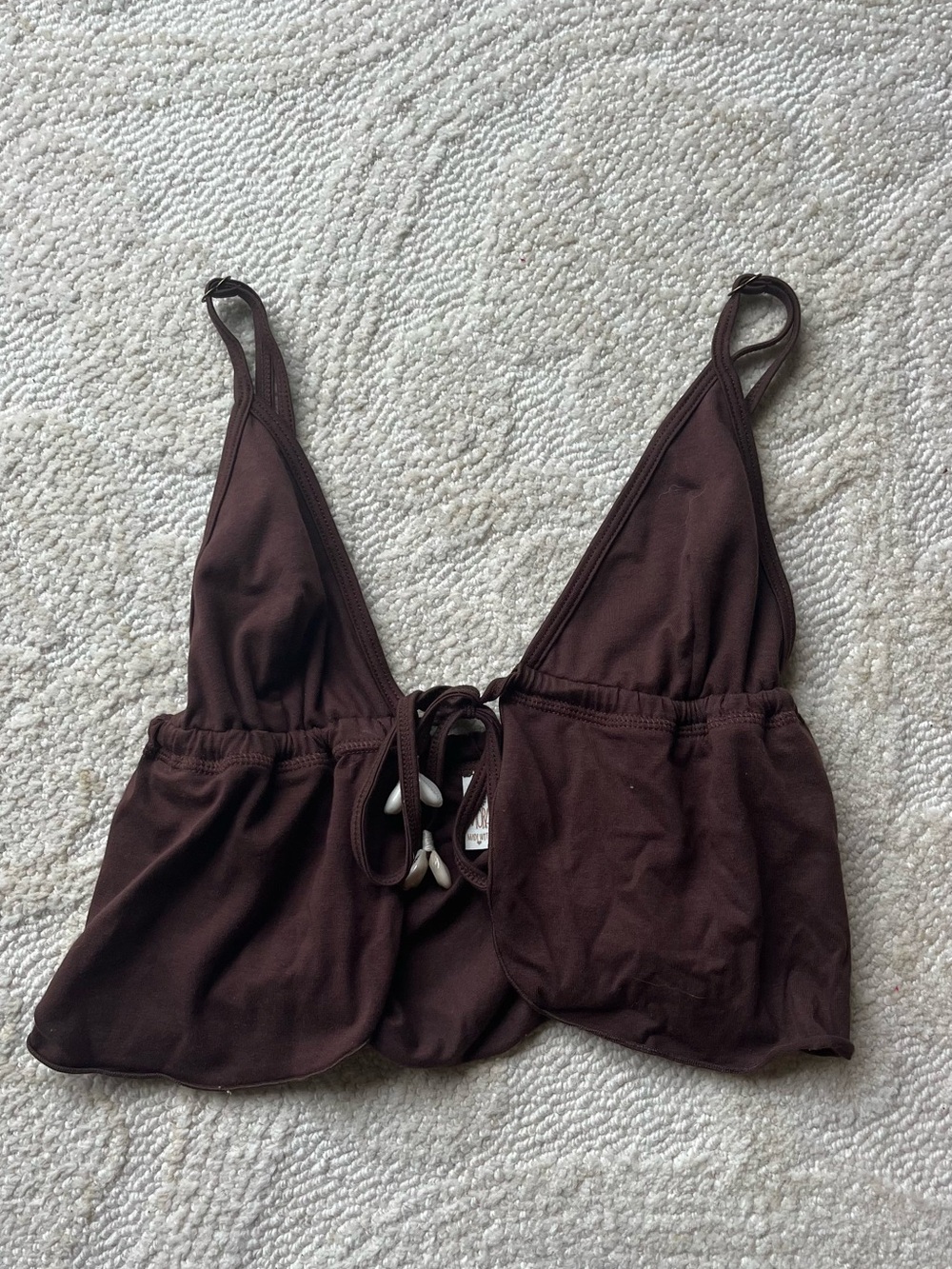 Dark Brown Tie-Front Bralette Top